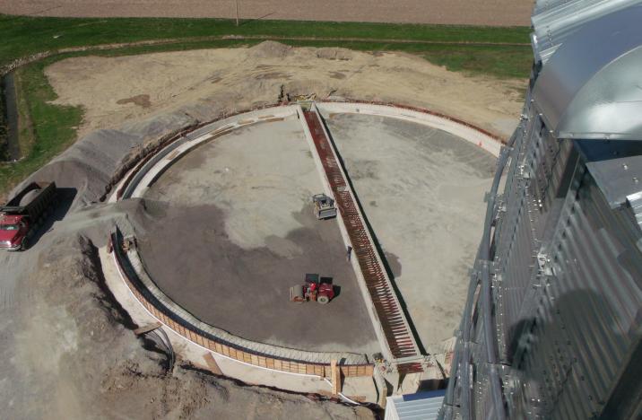 157' diameter bin foundation in progress